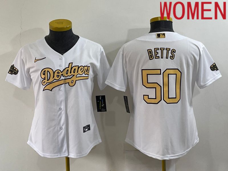 Women Los Angeles Dodgers #50 Betts White 2022 All Star Game Nike MLB Jerseys
